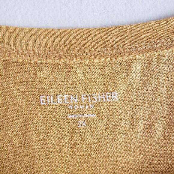 Eileen Fisher Sunny Yellow Linen Tank 2X  Lightweight Relaxed Fit Sleeveless Top - Picture 2 of 9